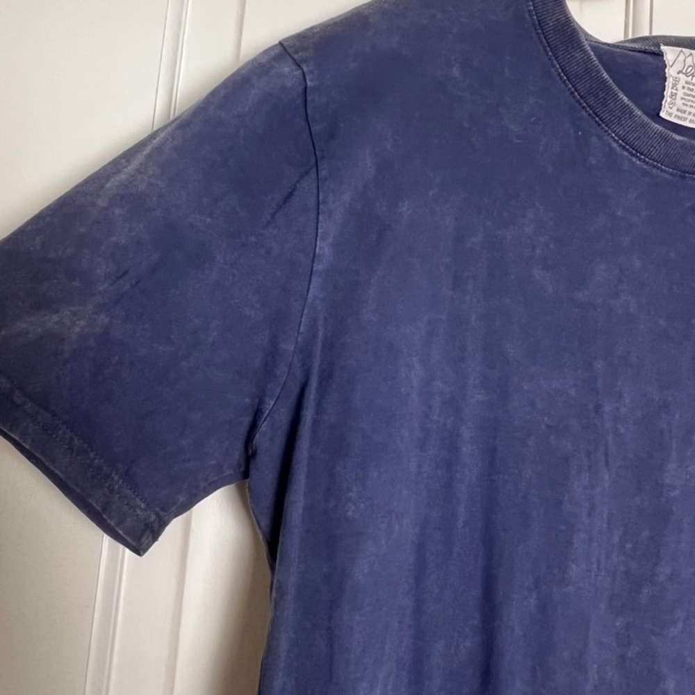 VTG Sun Faded Blue Blank T Shirt Zipper Y2K Men's Distressed Sz Large Soft - Picture 5 of 6